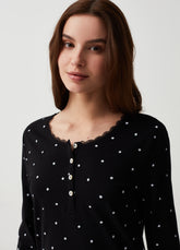 Ovs Polka Dot Nightdress With Granddad Neckline